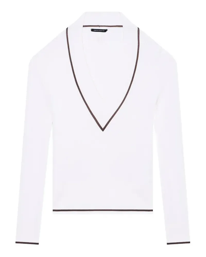 Armani Exchange cable-knit V-neck sweater - Weiß Weiß