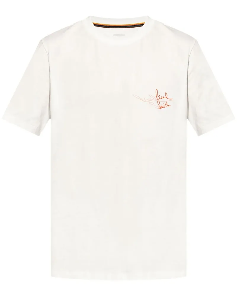 Paul Smith T-Shirt aus Bio-Baumwolle mit Logo-Print Weiß
