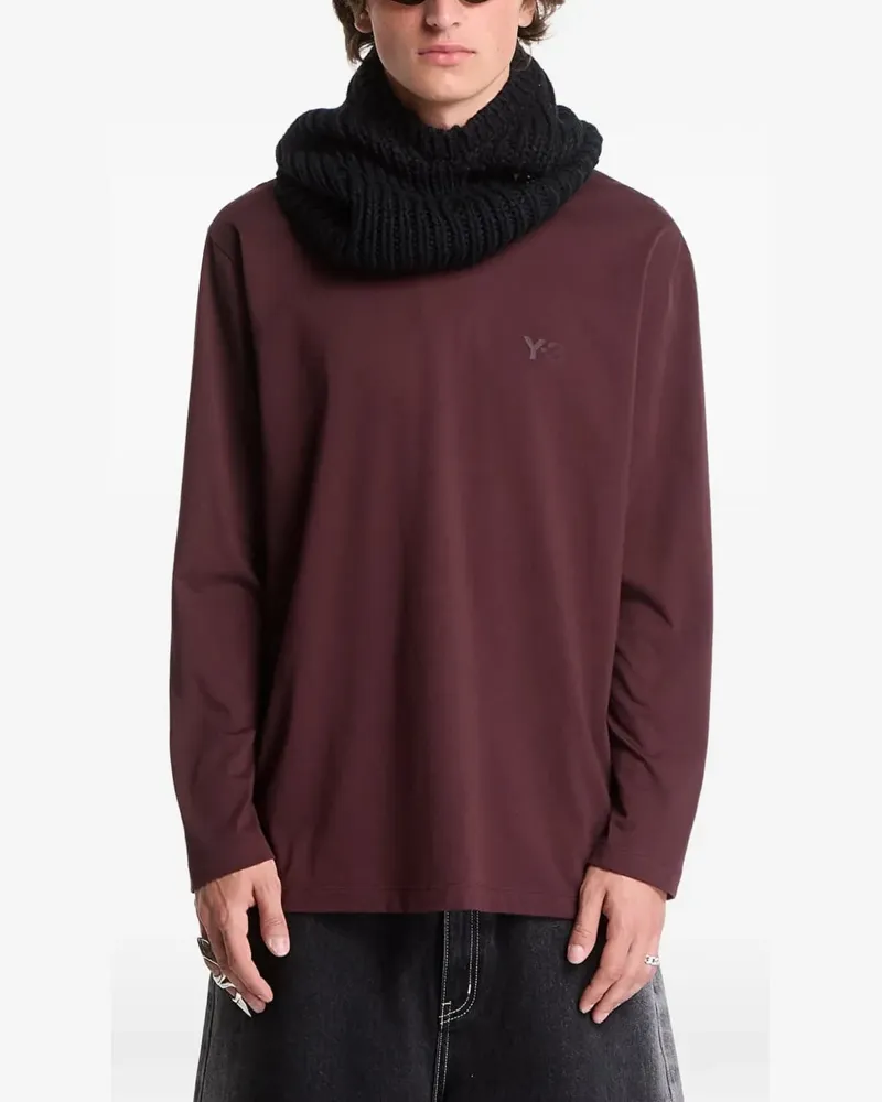 Y-3 Langarmshirt mit Logo-Print - Braun Braun
