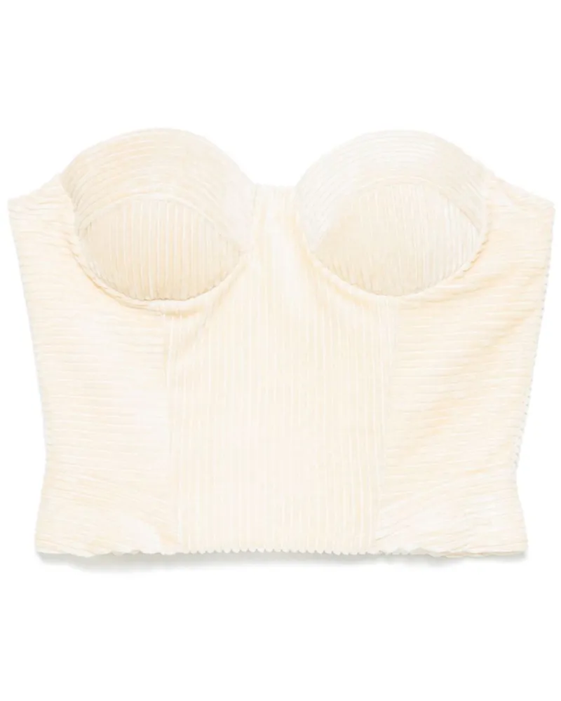 Ermanno Scervino Geripptes Bustier-Top aus Samt - Nude Nude