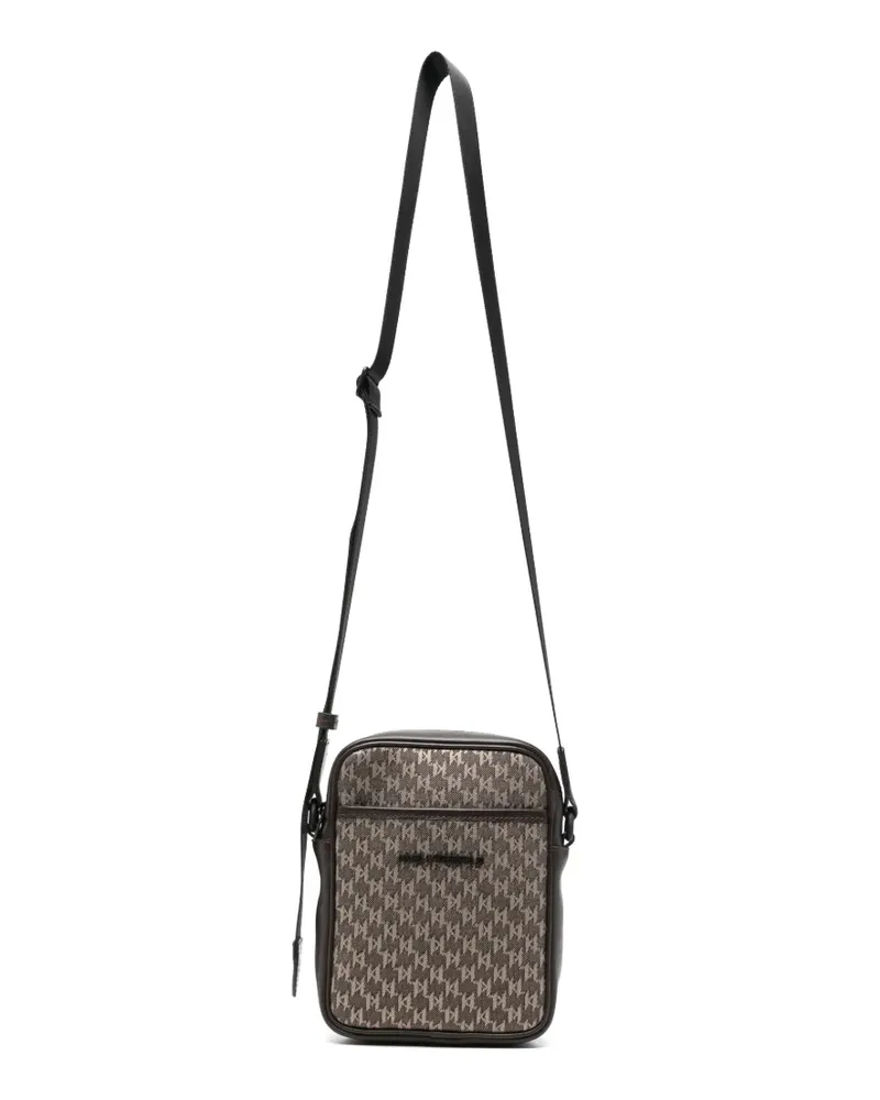 Karl Lagerfeld monogram-pattern messenger bag - Nude Nude