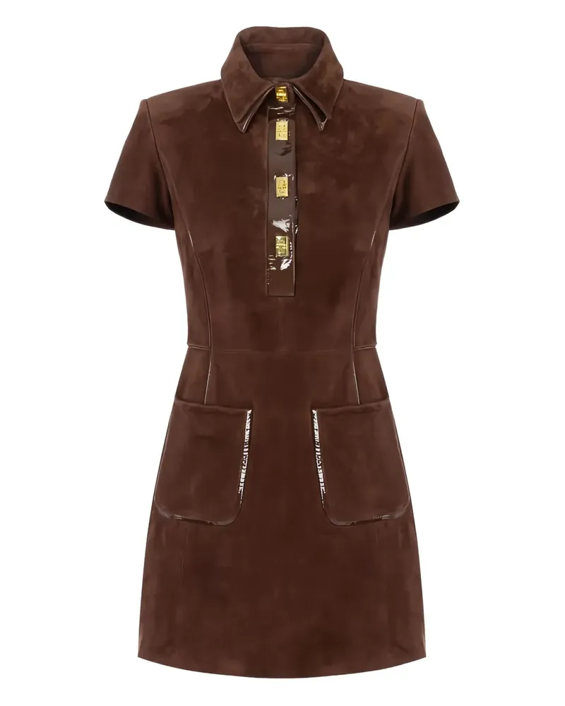 Elisabetta Franchi Wildleder-Minikleid mit Drehverschluss - Braun Braun