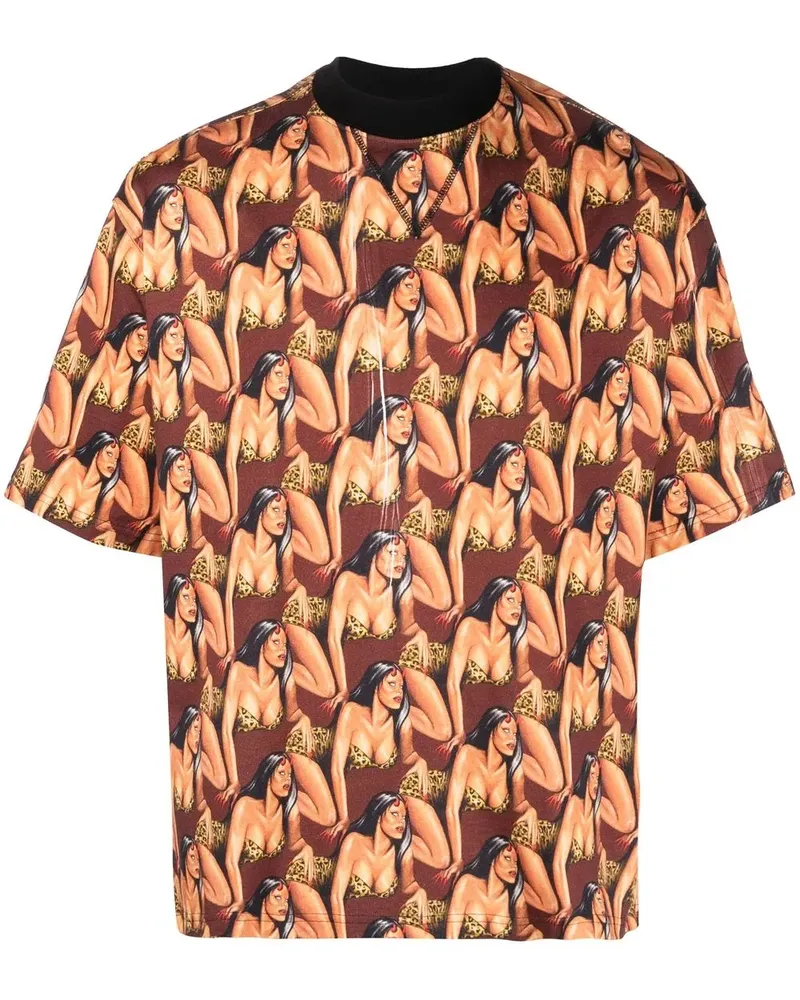 Roberto Cavalli T-Shirt mit grafischem Print - Braun Braun