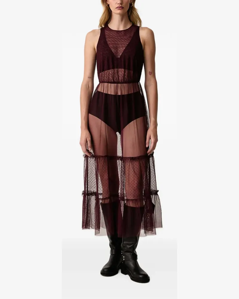 AllSaints Gerüschtes Midikleid - Rot Rot
