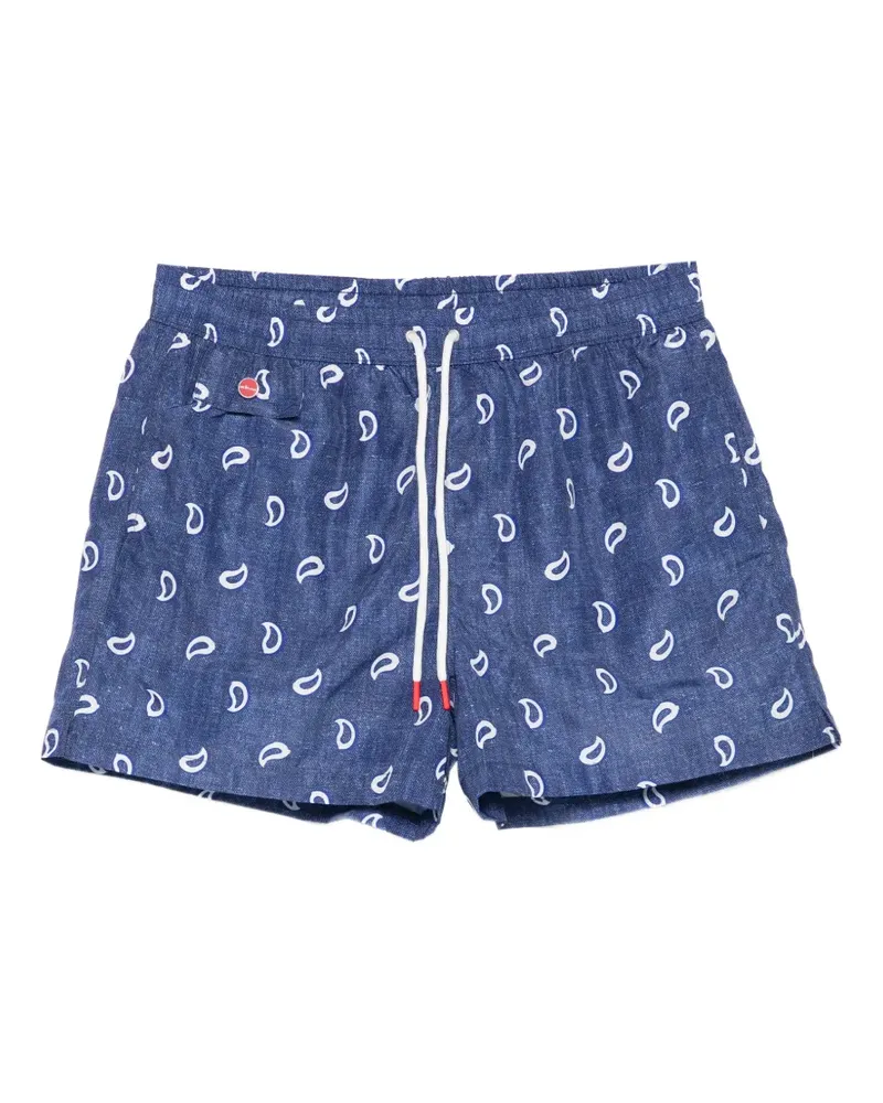 Kiton Badeshorts mit Paisley-Print - Blau Blau