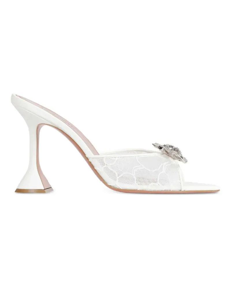 Amina Muaddi Rosie crystal-bow lace sandals - Weiß Weiß