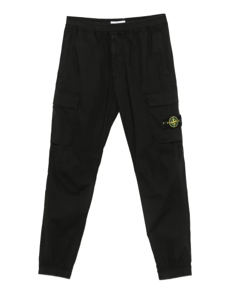 Stone Island Hose mit Logo-Patch - Schwarz Schwarz