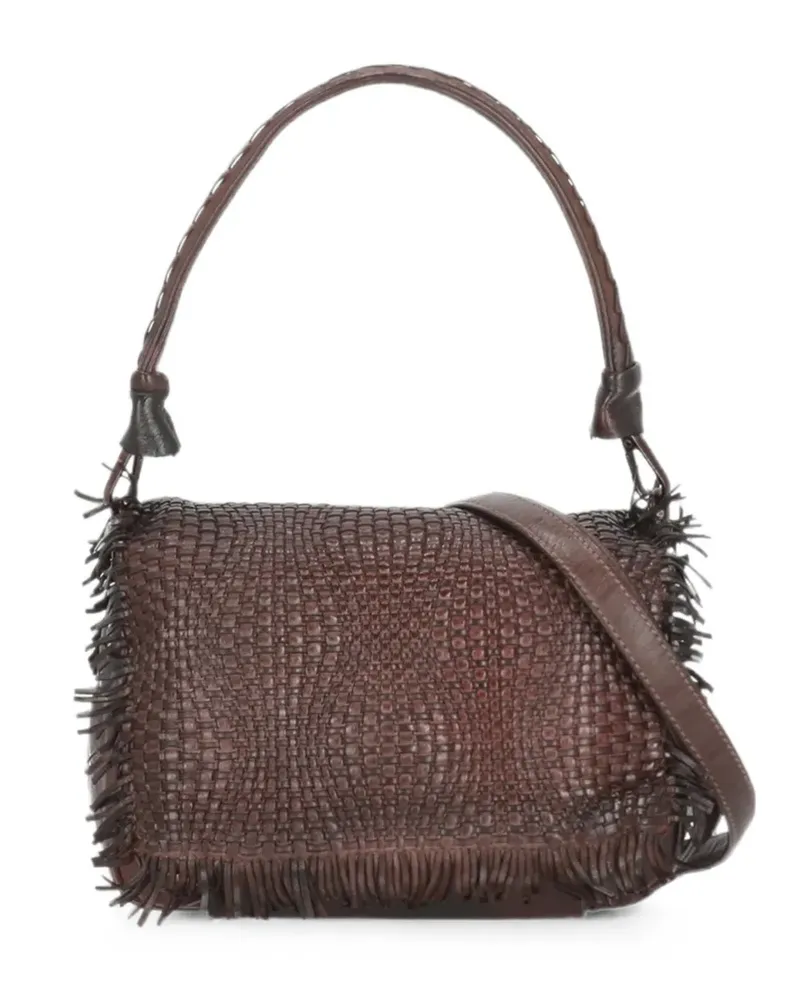 Reptile's House Anfora braided fringed tote bag - Rot Rot