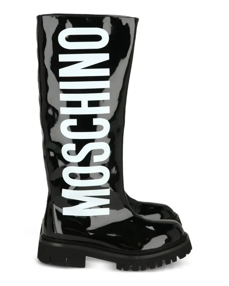 Moschino Regenstiefel mit Logo - Schwarz Schwarz
