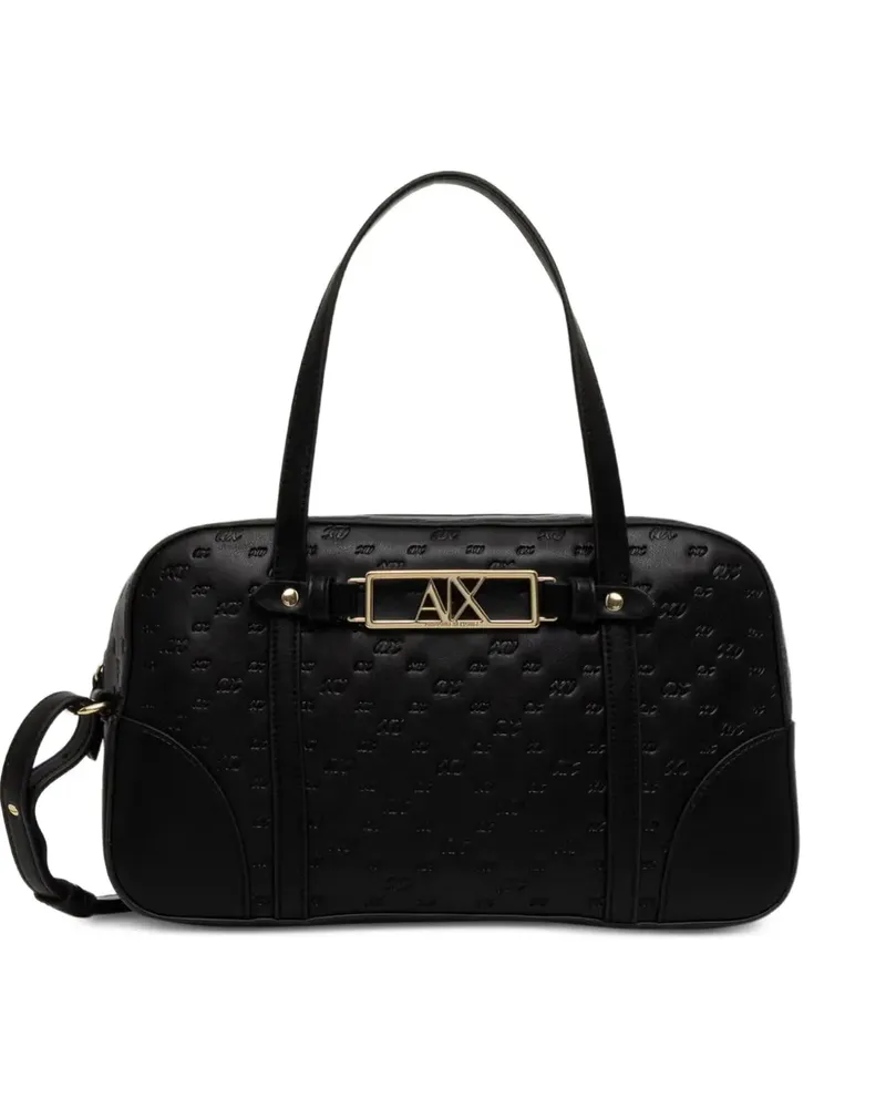 Armani Exchange Mittelgroße Polly Schultertasche mit Logo-Prägung - Schwarz Schwarz