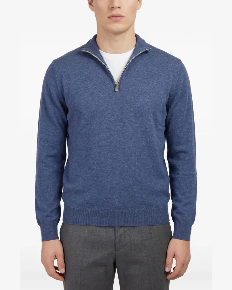 Brunello Cucinelli quarter-zip wool sweater - Blau Blau