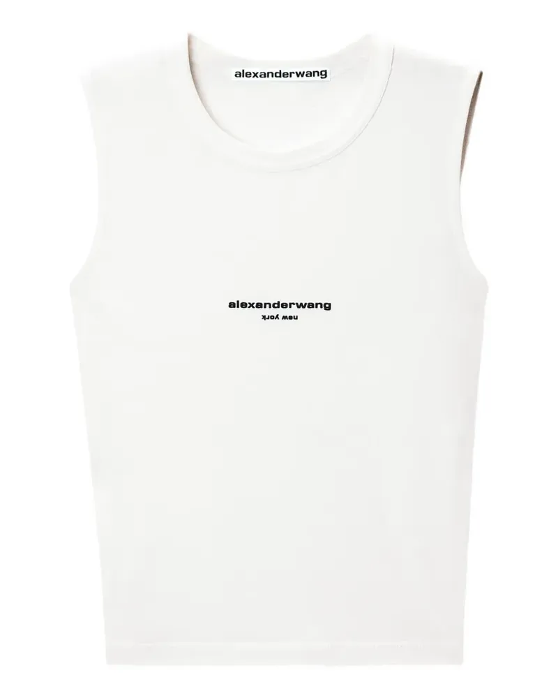 Alexander Wang logo-print fitted tank top - Weiß Weiß