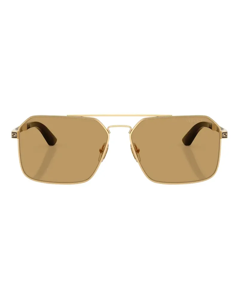 Versace Greca Sonnenbrille mit geometrischem Gestell - Gold Gold