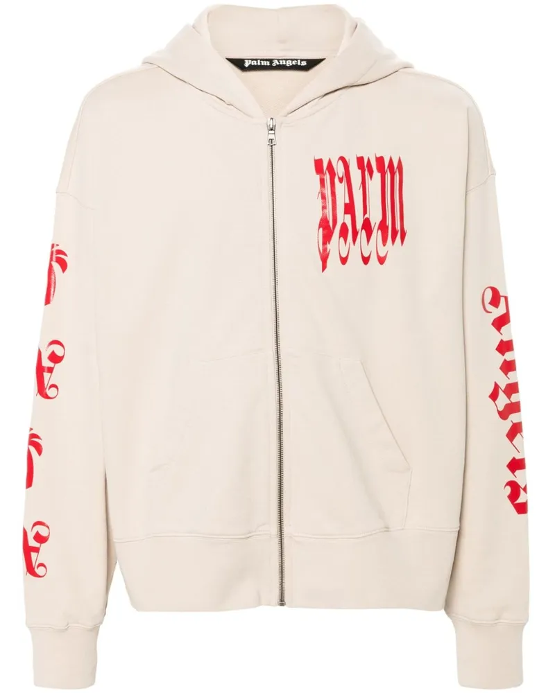 Palm Angels Kapuzenjacke mit Gothic-Logo - Nude Nude
