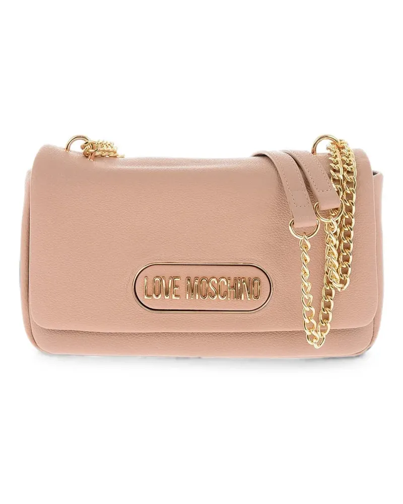 Moschino Love  logo-plaque shoulder bag - Nude Nude