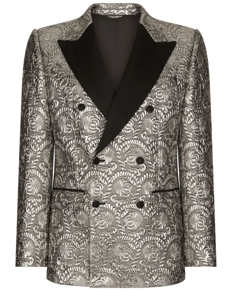 Dolce & Gabbana Smoking-Jacke aus Jacquard mit Satinrevers - Grau Grau