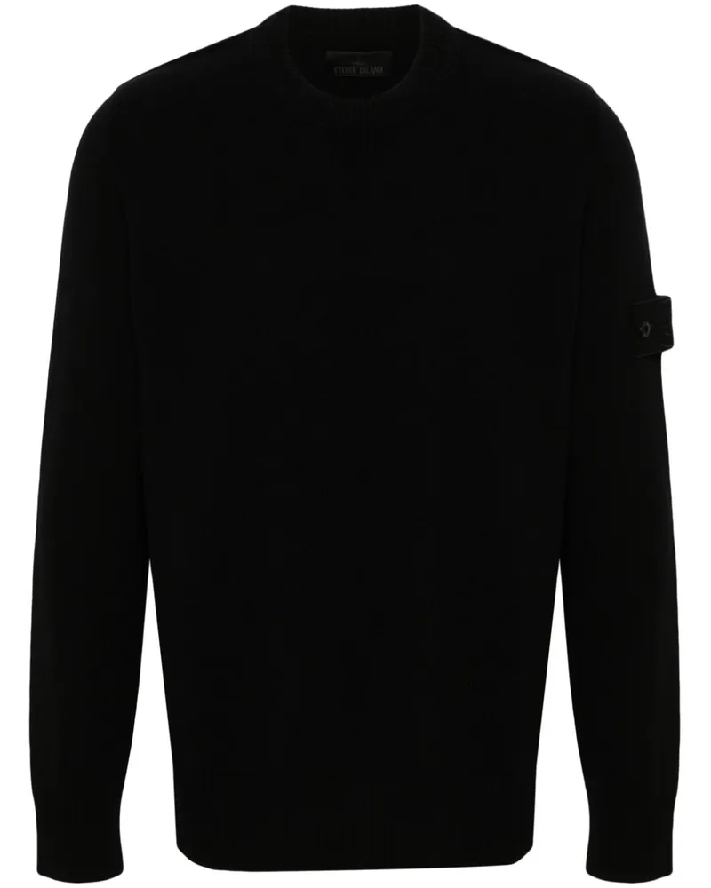 Stone Island Pullover mit Kompass-Patch - Schwarz Schwarz