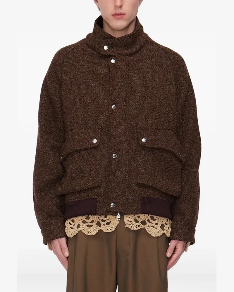 Song For The Mute tweed raglan-sleeve jacket - Braun Braun