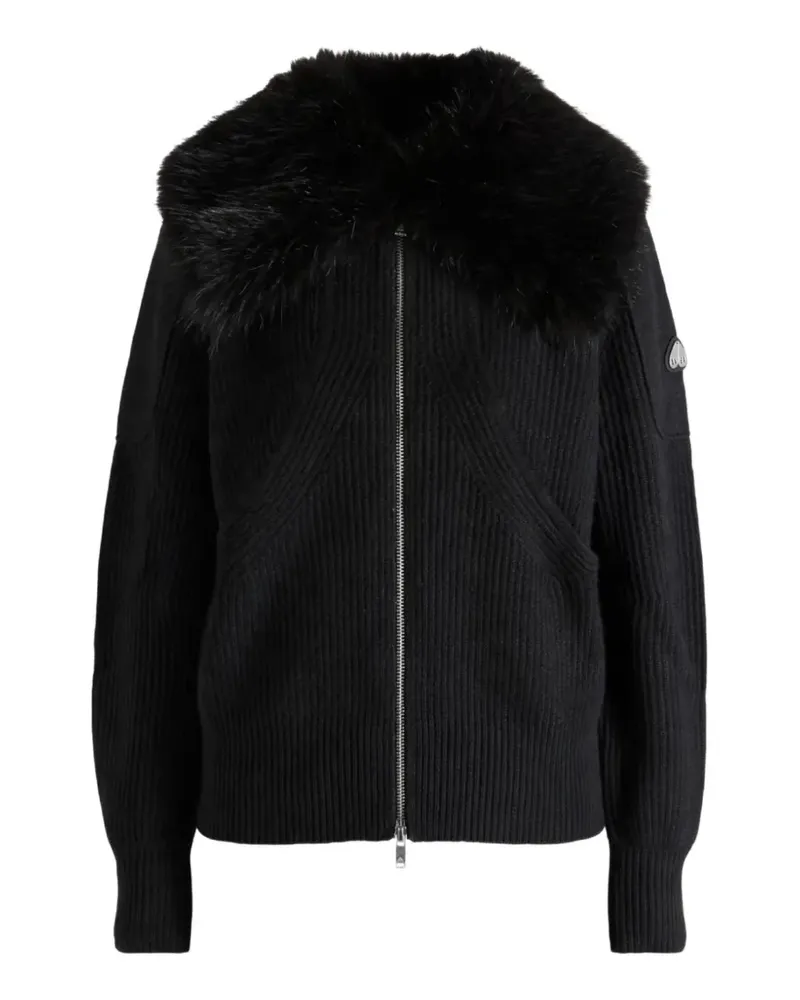 Moose Knuckles faux-fur collar ribbed-knit jacket - Schwarz Schwarz