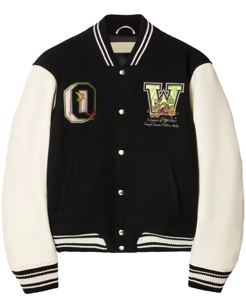 OFF-WHITE Bomberjacke mit Blumenstickerei - Schwarz Schwarz