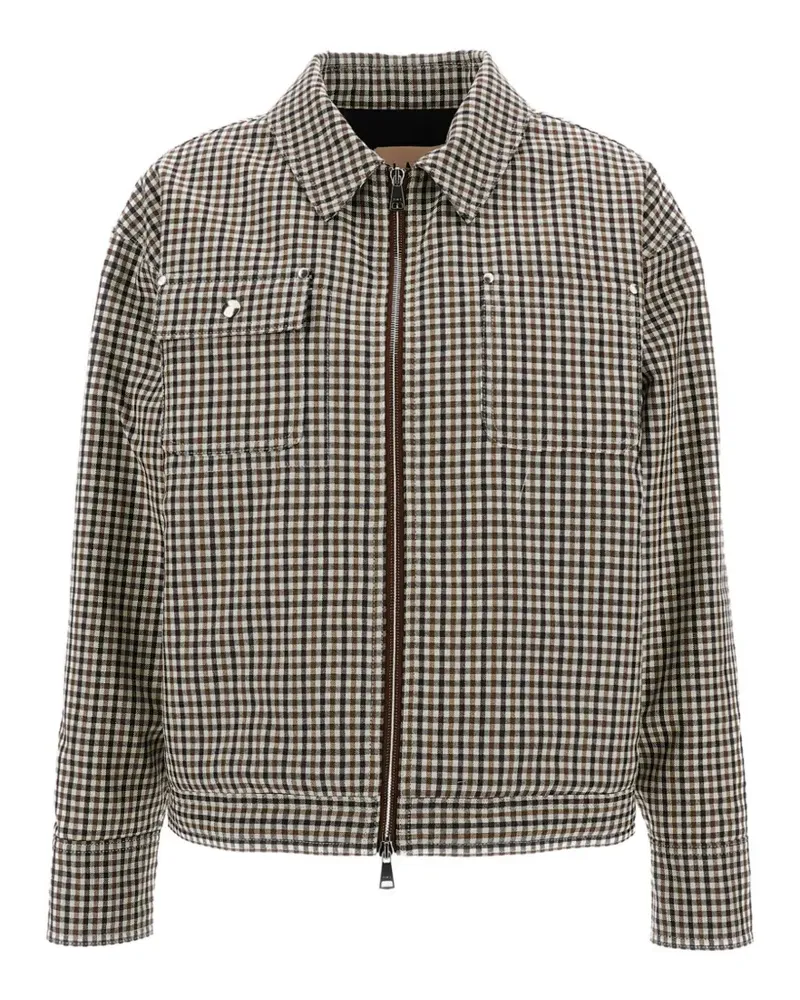 PLAN C check-pattern zip-up jacket - Braun Braun