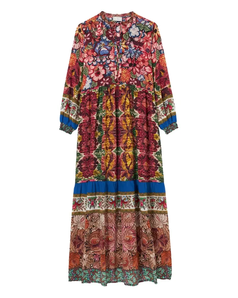 Pierre-Louis Mascia Gestuftes Maxikleid mit Blumen-Print - Rot Rot