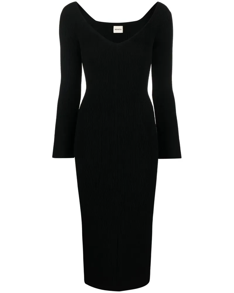 KHAITE Geripptes Midikleid - Schwarz Schwarz