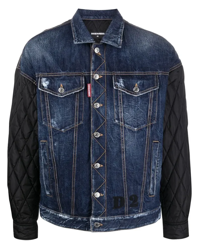 Dsquared2 Jeansjacke mit Kontrastärmeln - Blau Blau