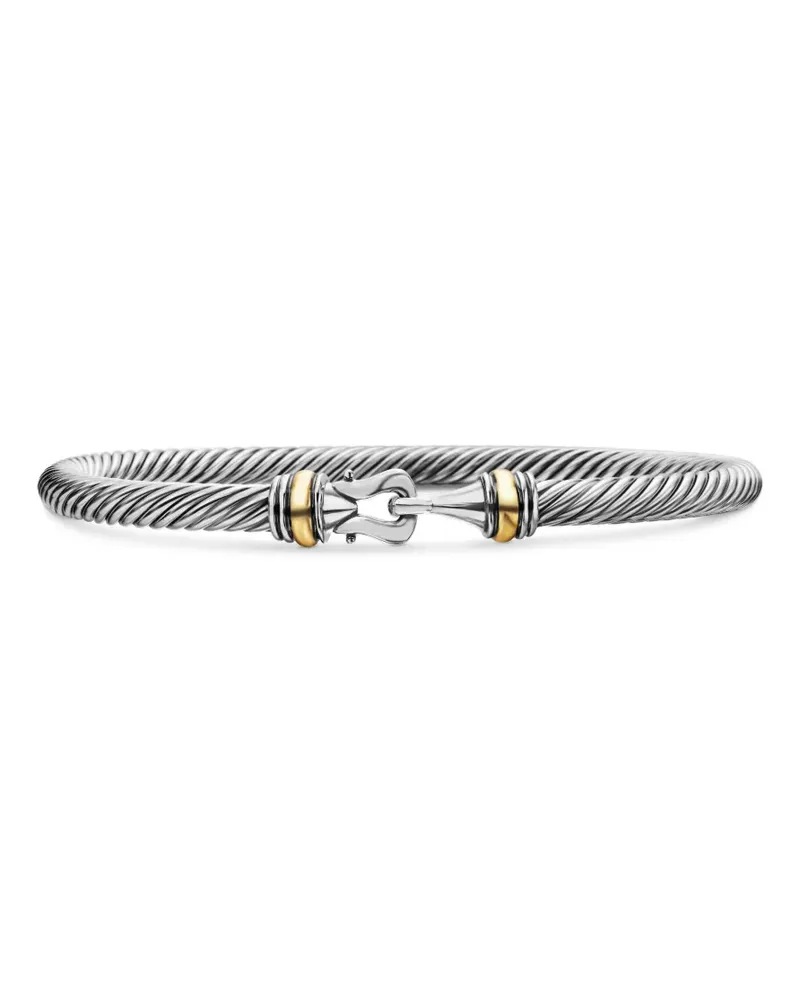 David Yurman 18kt Buckle Classic Cable Gelbgold- und Sterlingsilberarmband (4mm Silber