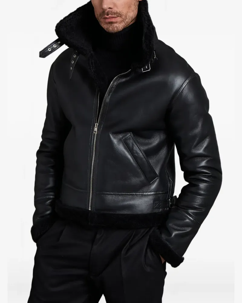 Manzoni 24 Shearling-Jacke mit Reißverschluss - Schwarz Schwarz