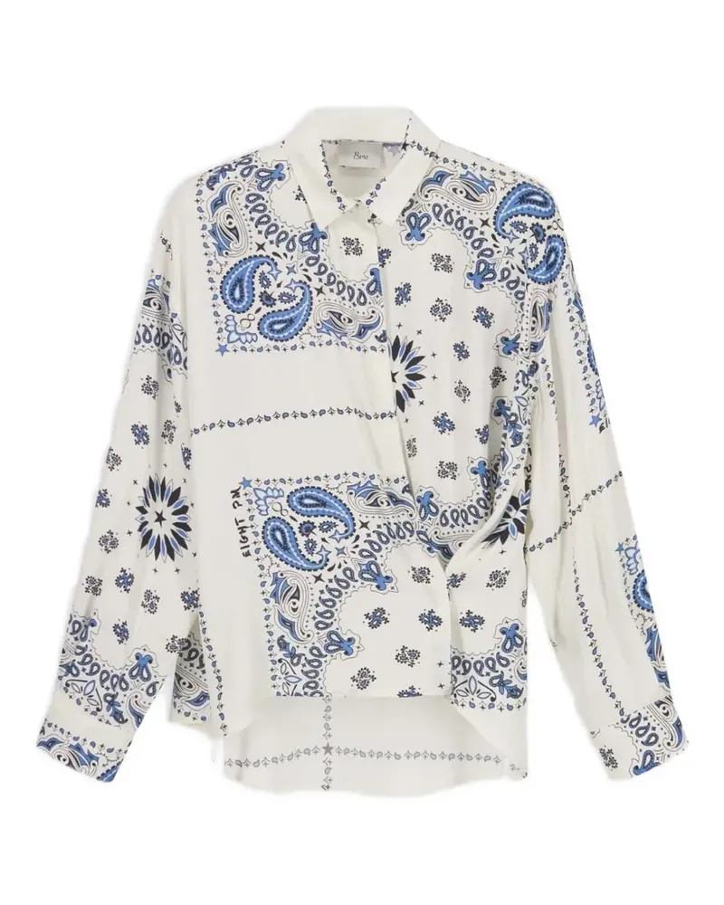8PM Cannes paisley-print draped shirt - Weiß Weiß
