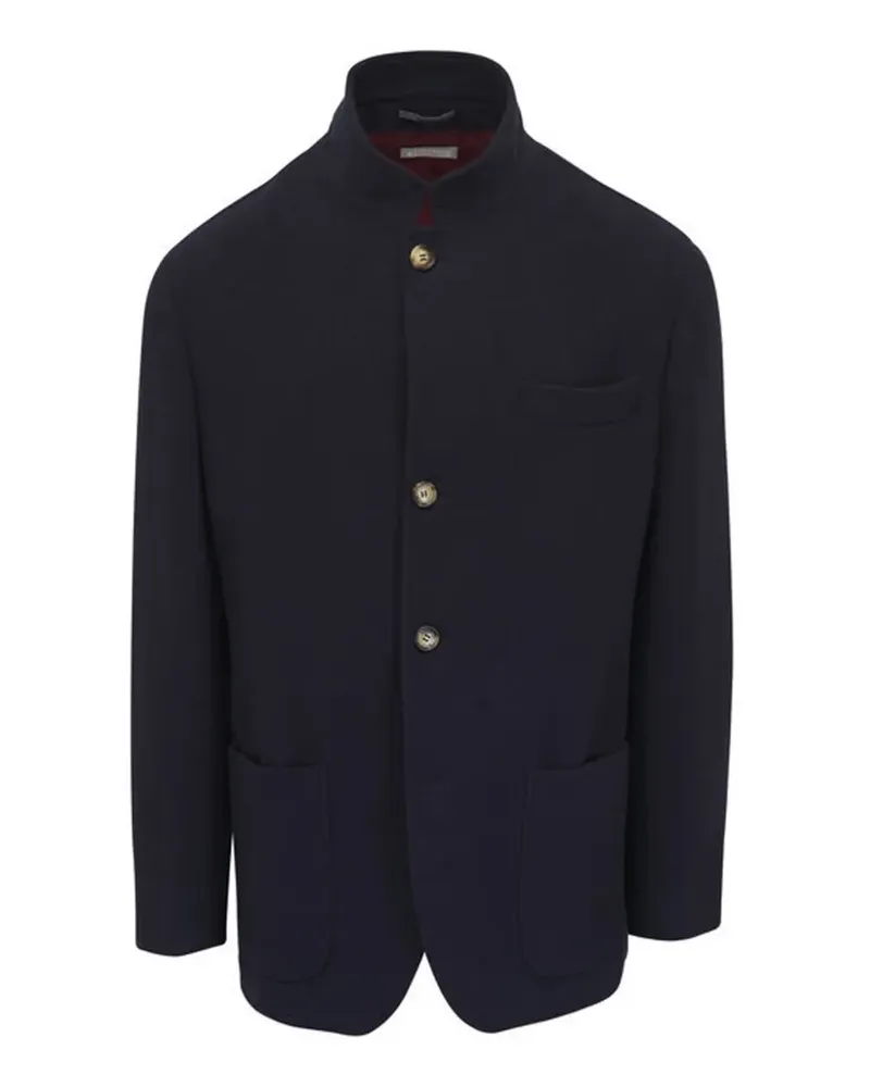 Brunello Cucinelli Mantel mit Mandarinkragen - Blau Blau