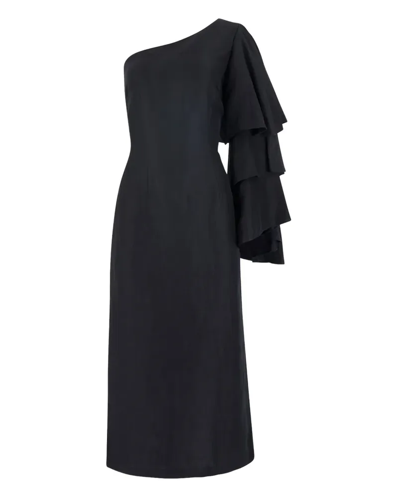Rosie Assoulin Gerüschtes Bidi Bidi Bom Bom One-Shoulder-Midikleid - Schwarz Schwarz