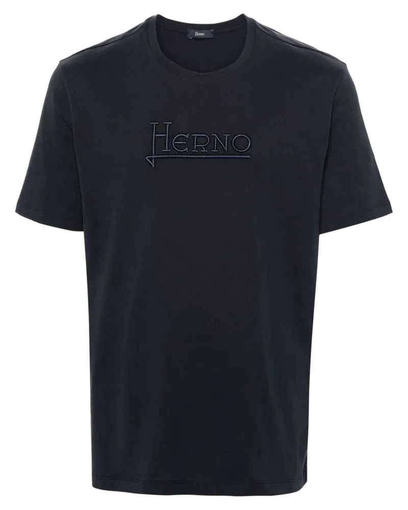 Herno T-Shirt mit Logo-Stickerei - Blau Blau