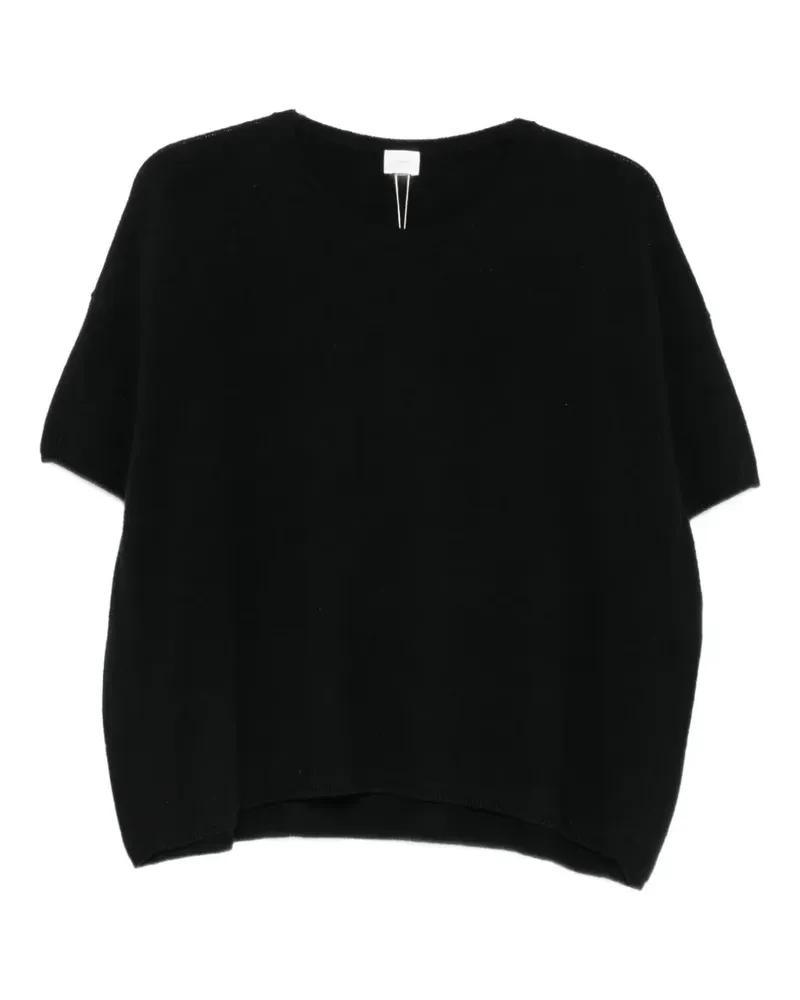 C.T.plage Kurzärmeliger Kaschmirpullover - Schwarz Schwarz