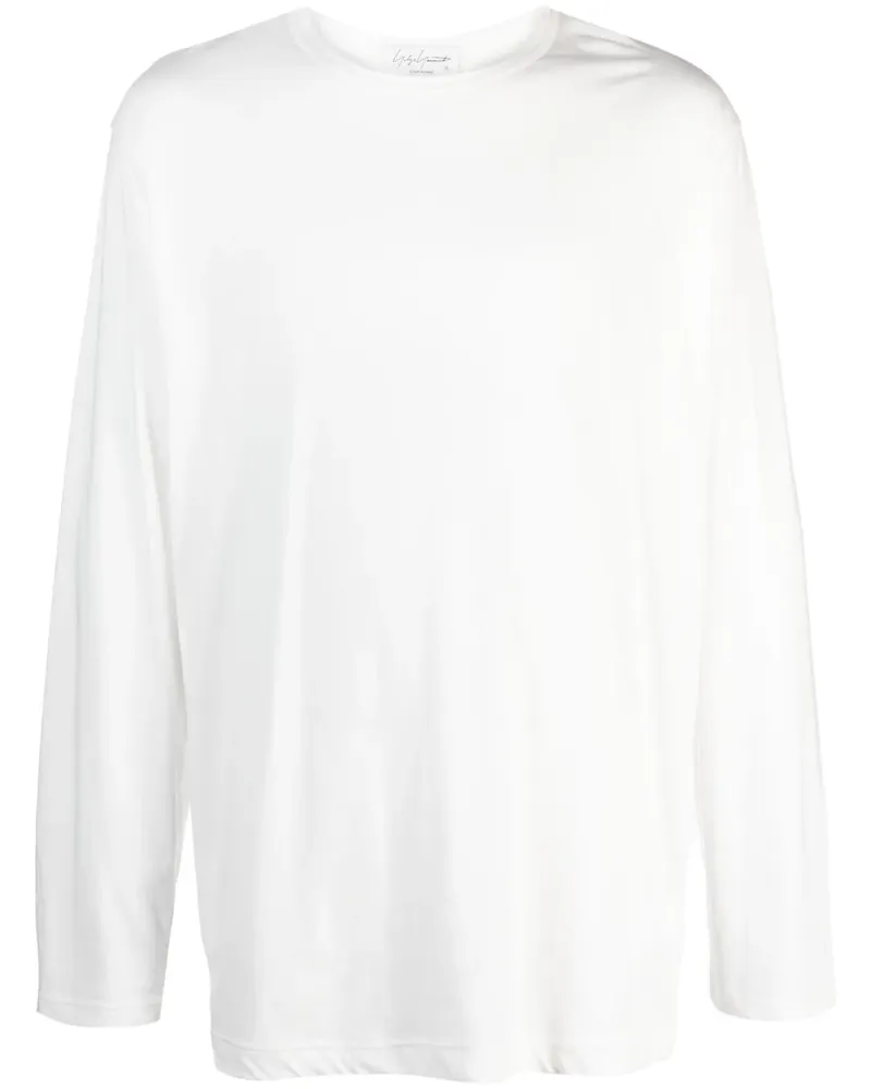 Yohji Yamamoto Langarmshirt mit tiefen Schultern - Weiß Weiß