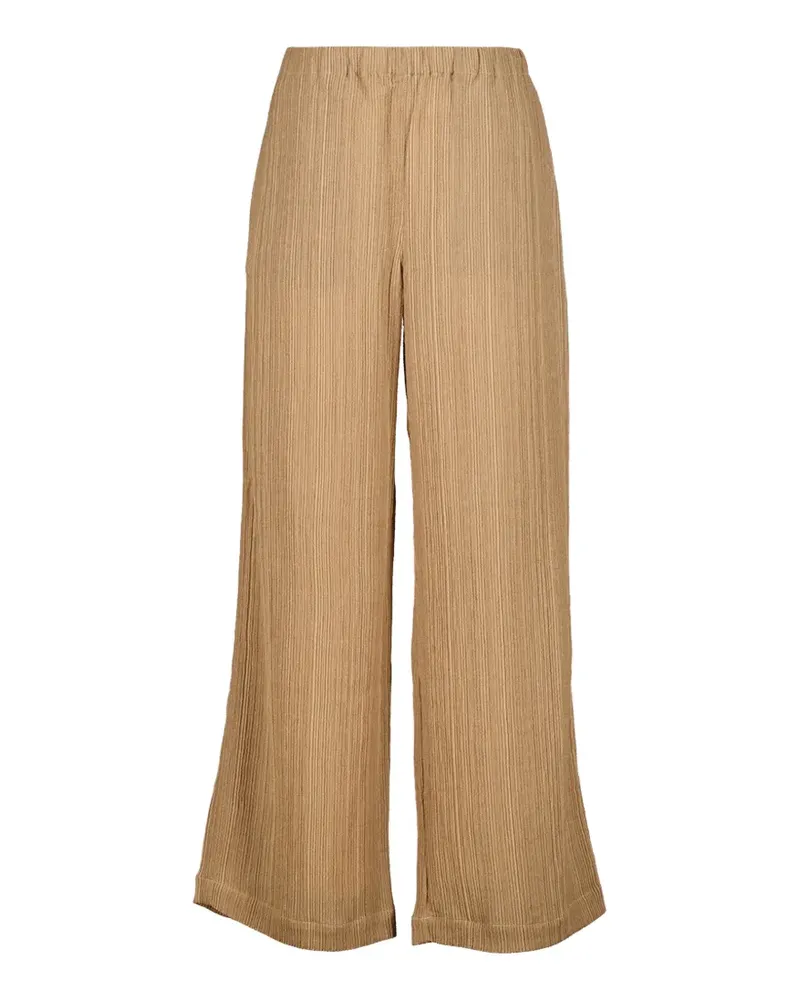 120% Lino Plissierte Palazzohose - Braun Braun