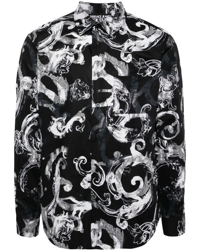 Versace Jeans Hemd mit Barock-Print Schwarz