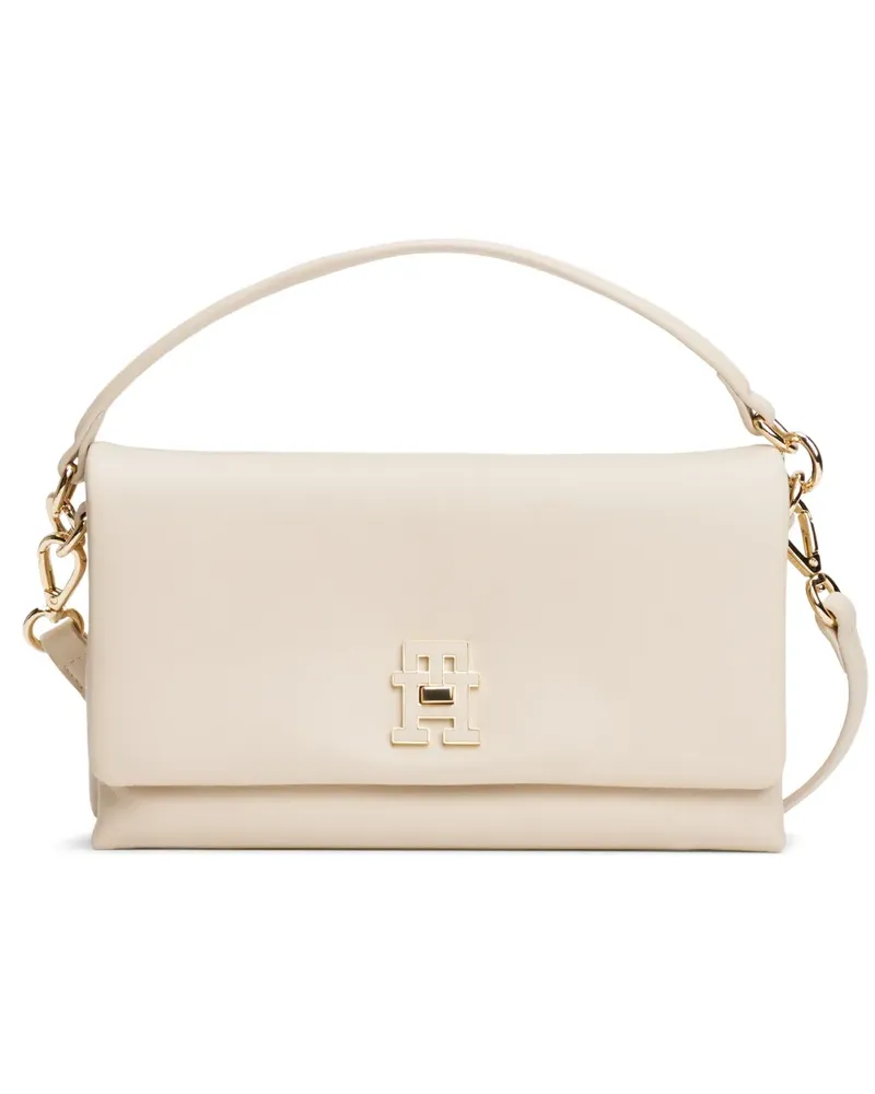 Tommy Hilfiger logo-plaque top-handle shoulder bag - Nude Nude