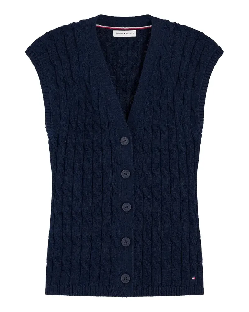 Tommy Hilfiger cable-knit sleeveless cardigan - Blau Blau