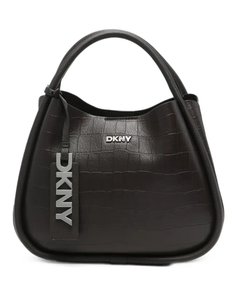 DKNY croc-effect logo-tag tote bag - Braun Braun