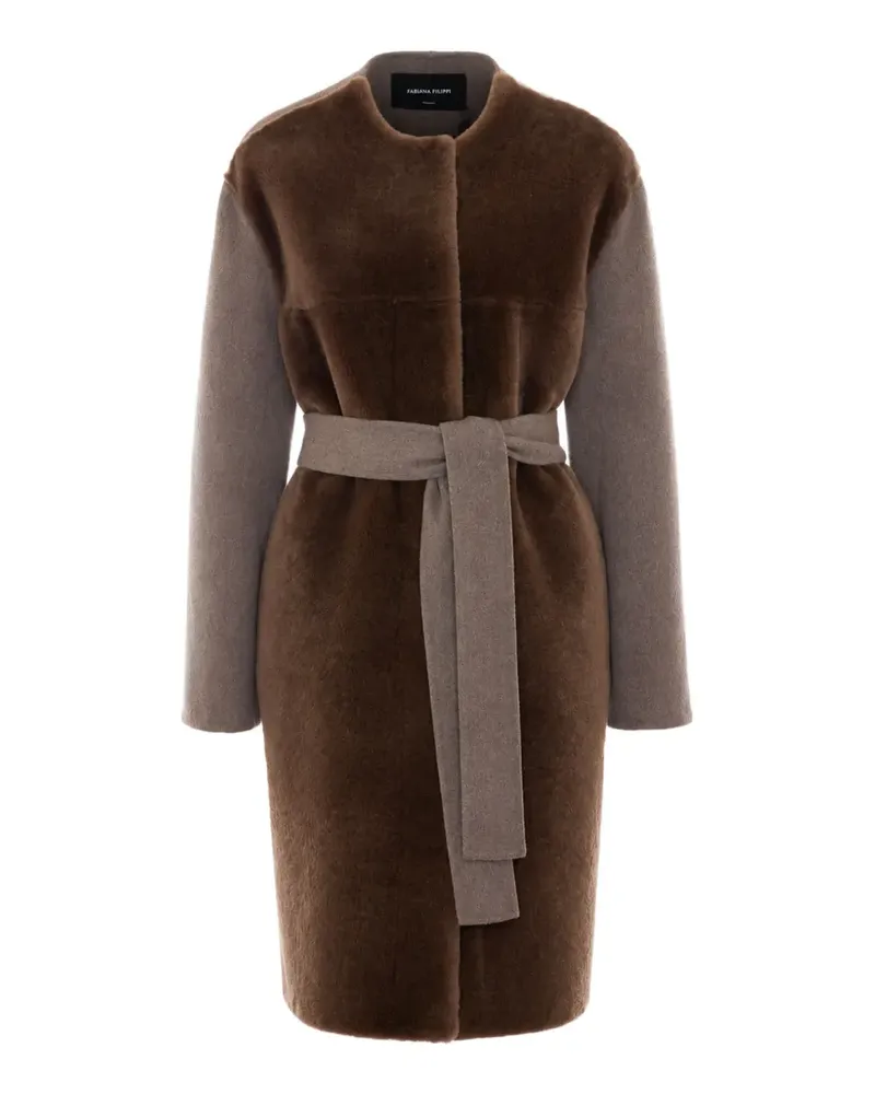 Fabiana Filippi belted shearling-panel coat - Braun Braun