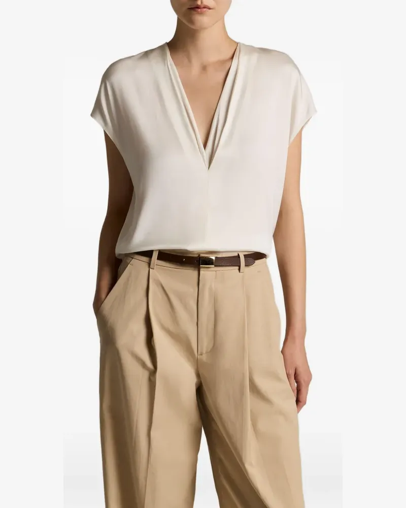 Vince V-neck cap-sleeve top - Nude Nude