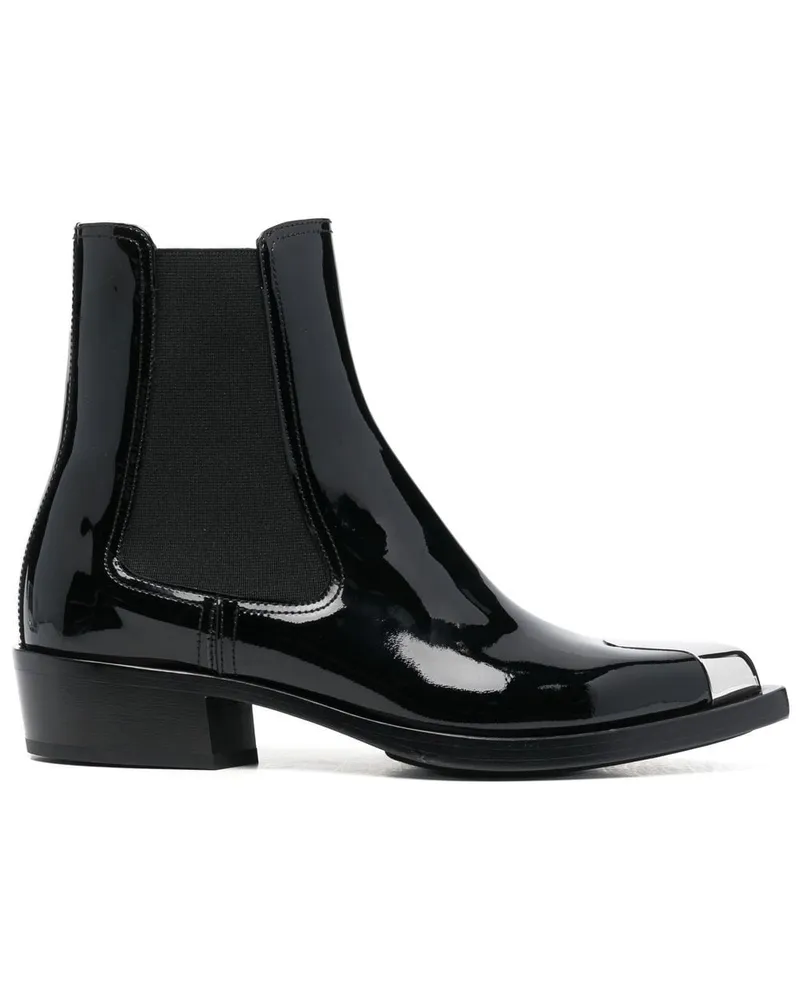 Alexander McQueen Stiefeletten aus Lackleder - Schwarz Schwarz