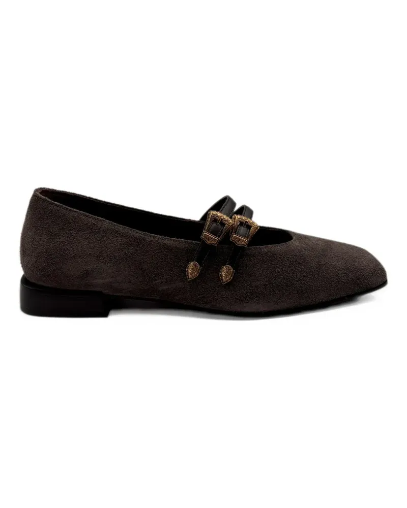 FESTA Milano buckle-detail square-toe ballet flats - Braun Braun