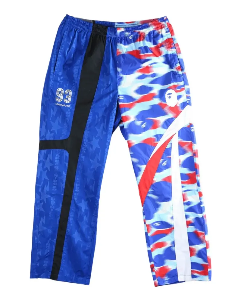 BAPE camo-print panelled track pants - Blau Blau