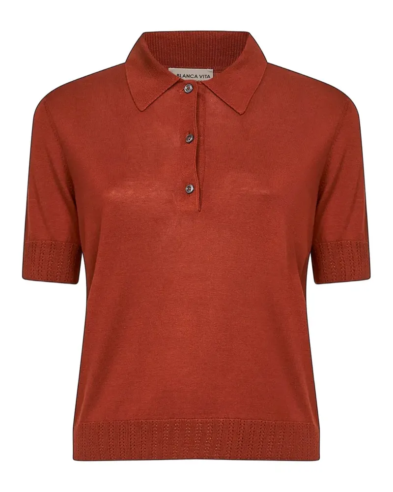 Blanca knitted polo top - Orange Orange