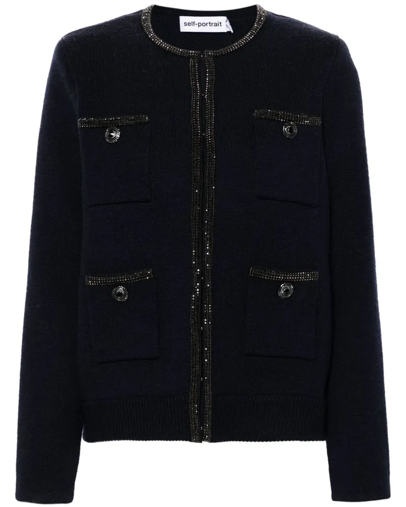 Self-Portrait Verzierter Cardigan - Blau Blau