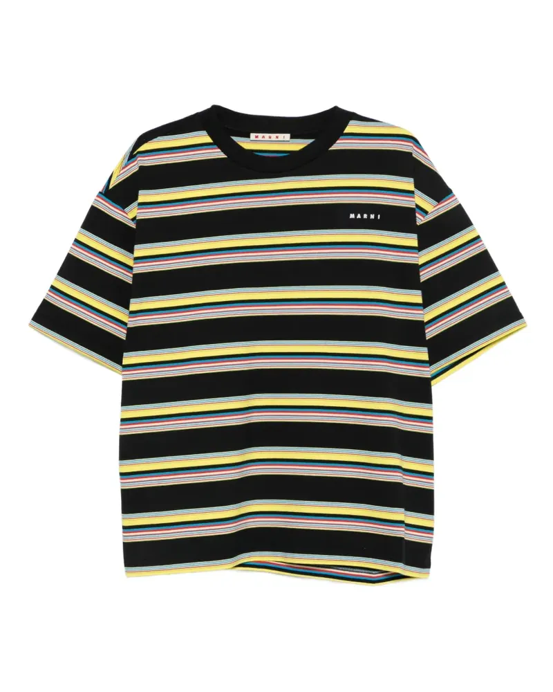 Marni striped logo-print cotton T-shirt - Schwarz Schwarz