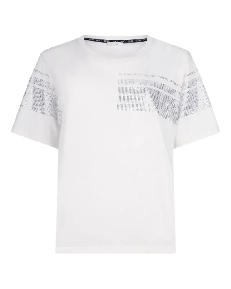 Liu Jo rhinestone-embellished logo-tape T-shirt - Weiß Weiß